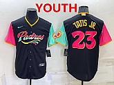 Youth San Diego Padres #23 Fernando Tatis Jr Black 2022 City Connect Cool Base Stitched Jersey,baseball caps,new era cap wholesale,wholesale hats
